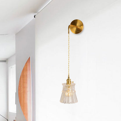 Vivolux | Prismatisch Glas Gouden Wandlamp Cilinder/Vat/Bloem Enkelvoudige Gloeilamp Traditionalisme LED Wandmontage Lichtarmatuur