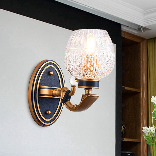 Vivolux | Traditionalist Bowl Wandbeleuchtung 1/2 Glühbirnen Gitterglas LED Wandmontierte Lampe in Messing für das Schlafzimmer