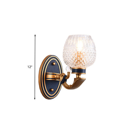 Vivolux | Traditionalist Bowl Wandbeleuchtung 1/2 Glühbirnen Gitterglas LED Wandmontierte Lampe in Messing für das Schlafzimmer