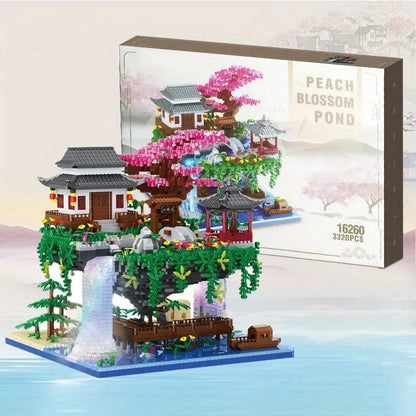 Vivolux | 3320PCS Blöcke Baumhaus Diamant Gebäude Garten Architektur Wasserfall Licht DIY Ziegel Kirschblüte Spielzeug für Kinder Erwachsenen Geschenk