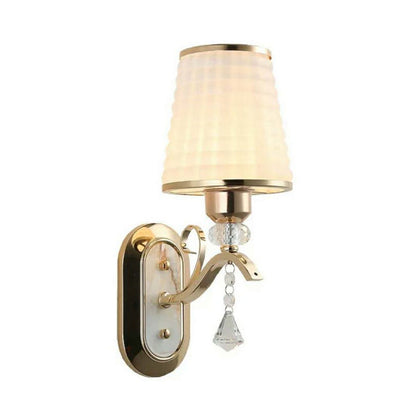 Vivolux | Rieten Glas Gouden Wandverlichting Conen Enkel Licht Vintage LED Wandgemonteerd Licht met Kristalaccent