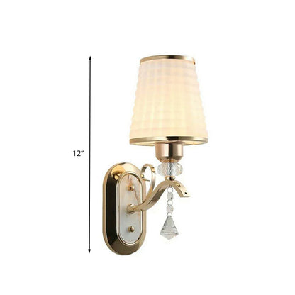 Vivolux | Rieten Glas Gouden Wandverlichting Conen Enkel Licht Vintage LED Wandgemonteerd Licht met Kristalaccent