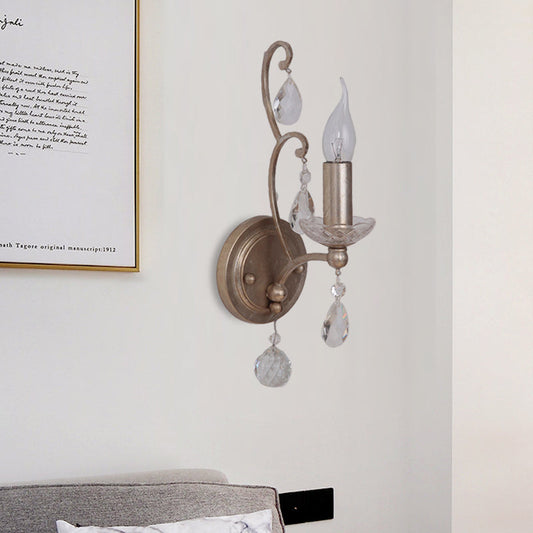 Vivolux | Roest/Verouderd Zilver 1/2 Lichten Wandlamp Lichtarmatuur Traditionele Kristallen Kaarsenstandaard Wandlamp voor Woonkamer
