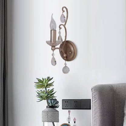 Vivolux | Roest/Verouderd Zilver 1/2 Lichten Wandlamp Lichtarmatuur Traditionele Kristallen Kaarsenstandaard Wandlamp voor Woonkamer