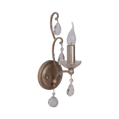 Vivolux | Roest/Verouderd Zilver 1/2 Lichten Wandlamp Lichtarmatuur Traditionele Kristallen Kaarsenstandaard Wandlamp voor Woonkamer