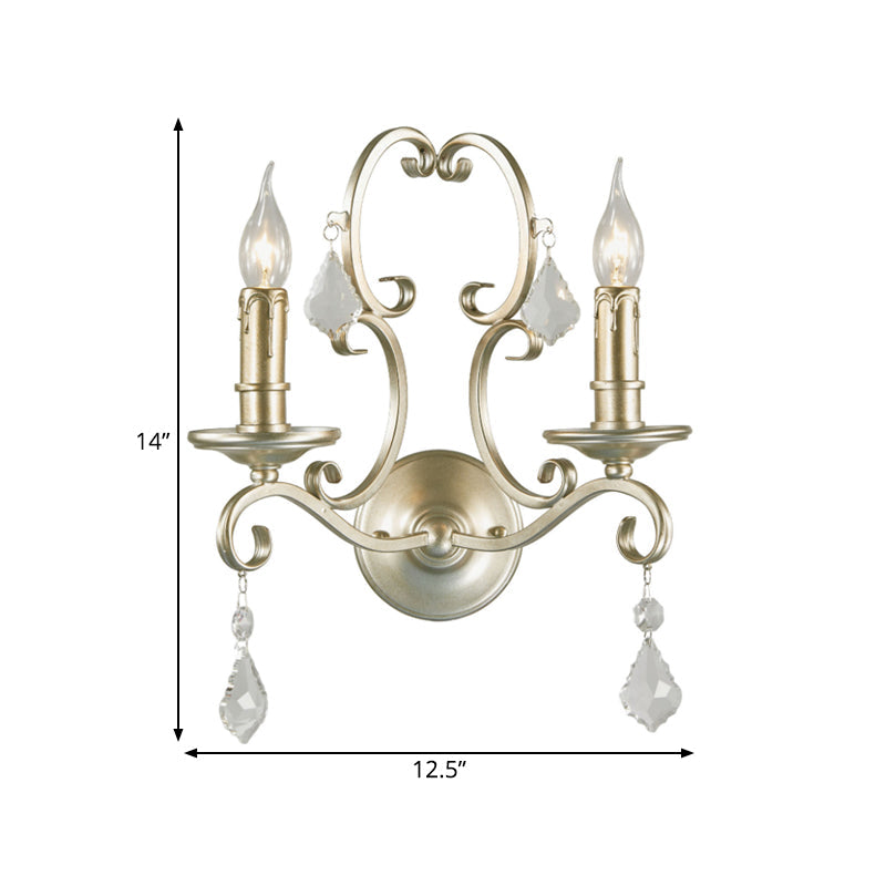 Vivolux | Roest/Verouderd Zilver 1/2 Lichten Wandlamp Lichtarmatuur Traditionele Kristallen Kaarsenstandaard Wandlamp voor Woonkamer
