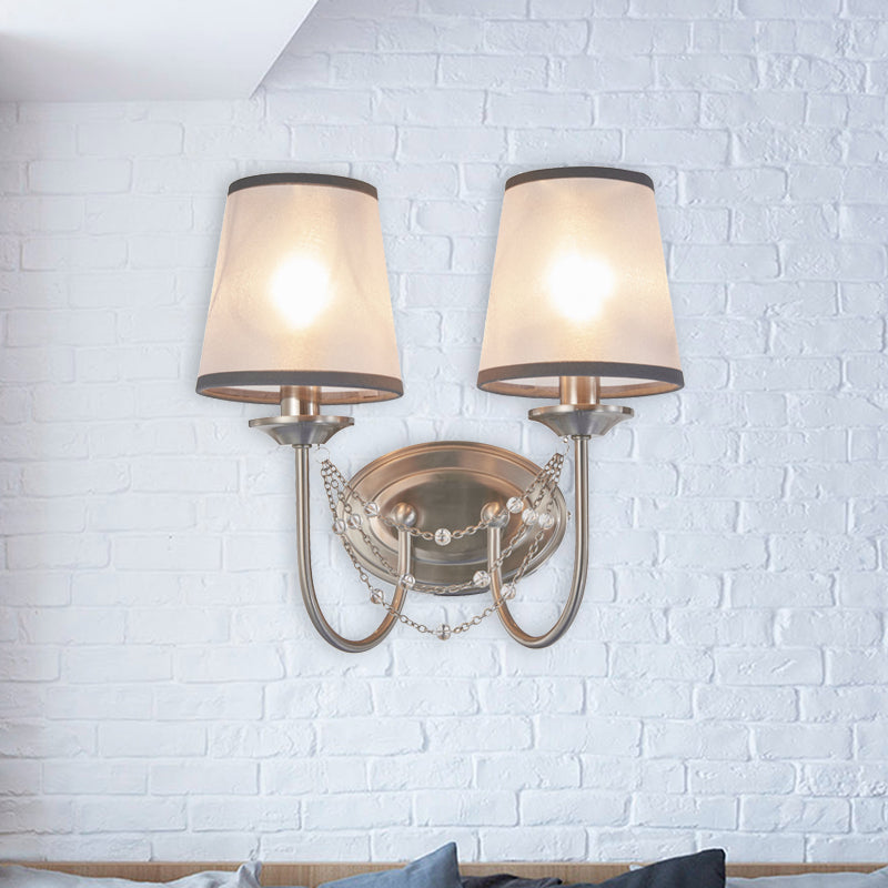 Vivolux | Kristallchrome Wandmontage Licht Kegelförmig 1/2 Glühbirnen Traditionelle Wandlampe Beleuchtung für Schlafzimmer