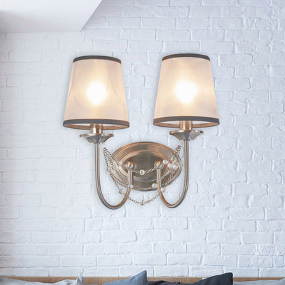 Vivolux | Kristallchrome Wandmontage Licht Kegelförmig 1/2 Glühbirnen Traditionelle Wandlampe Beleuchtung für Schlafzimmer