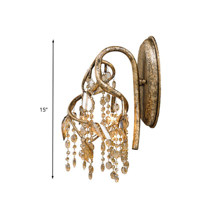 Vivolux | Dekorative Zweig Wandmontagebeleuchtung 2 Lichter Translucente Kristall LED Wandleuchte in Messing