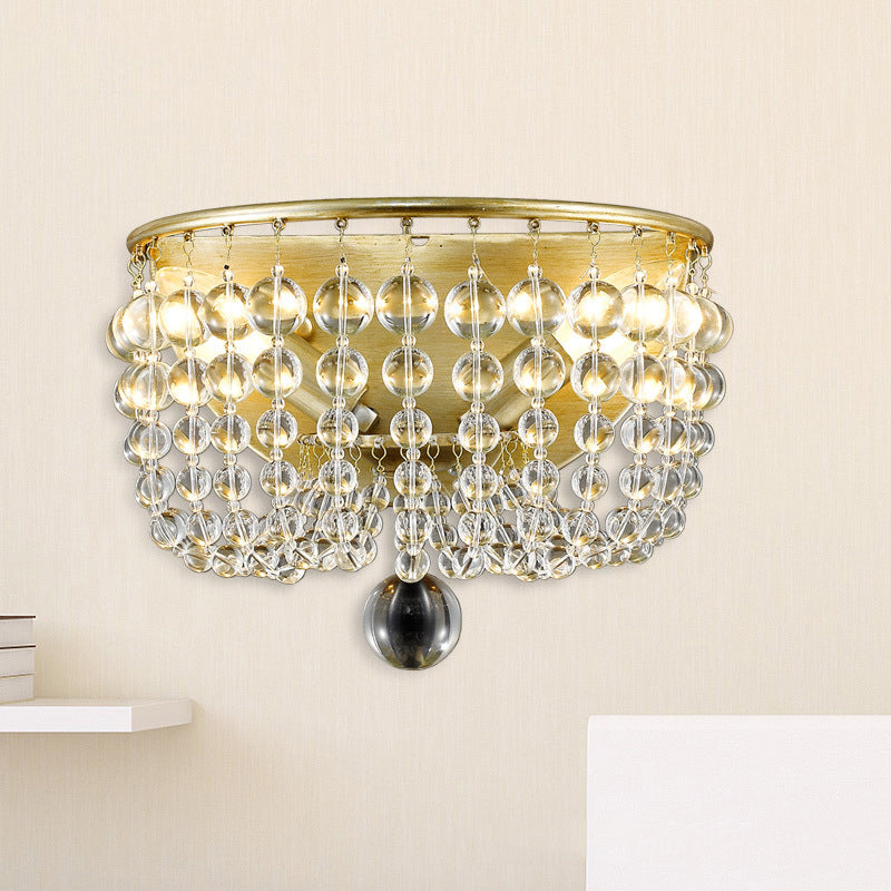 Vivolux | Beaded Clear Crystal Wandlamp Lodge Stijl 1 Licht Woonkamer Sconces in Messing