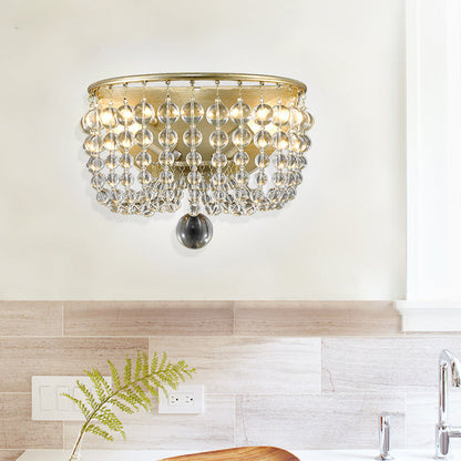 Vivolux | Beaded Clear Crystal Wandlamp Lodge Stijl 1 Licht Woonkamer Sconces in Messing