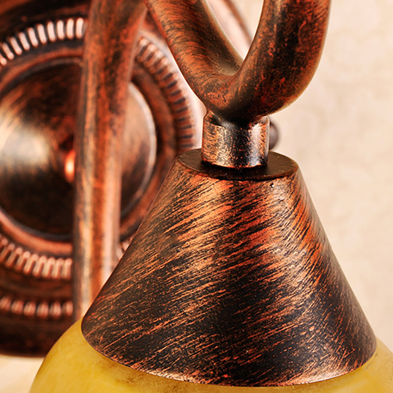 Vivolux | Bell Shade Indoor Wandlamp Geel Glas en Metaal 1 Licht Traditionele Stijl Wandlamp Armatuur in Koperafwerking