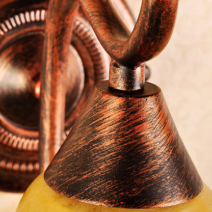 Vivolux | Bell Shade Indoor Wandlamp Geel Glas en Metaal 1 Licht Traditionele Stijl Wandlamp Armatuur in Koperafwerking