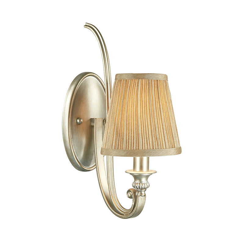 Vivolux | 1 Licht Gebogen Arm Wandverlichting Traditionele Flaxen Stof Wandlamp voor Slaapkamer