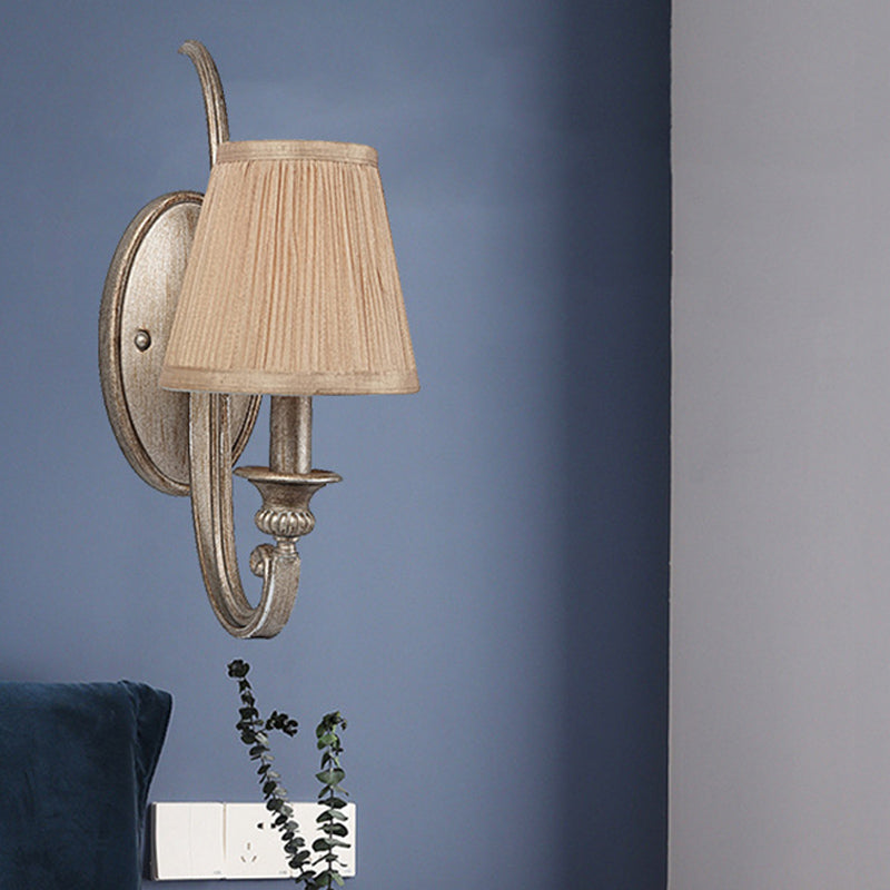 Vivolux | 1 Licht Gebogen Arm Wandverlichting Traditionele Flaxen Stof Wandlamp voor Slaapkamer