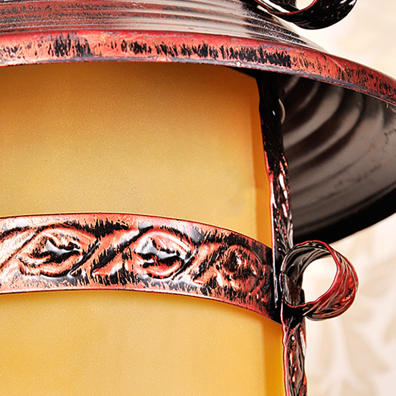 Vivolux | Haus Flur Wandlicht Vorrichtung Gelbes Glas 1 Licht Vintage Wandmontiertes Licht mit Gebogenem Arm in Wettergegerbtem Kupfer