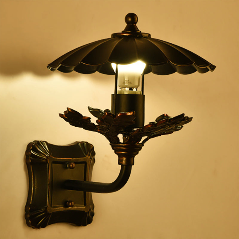 Vivolux | Schwarze gewellte Kanten Wandlampe im Landhausstil 1 Kopf Metall Wandleuchte für das Esszimmer