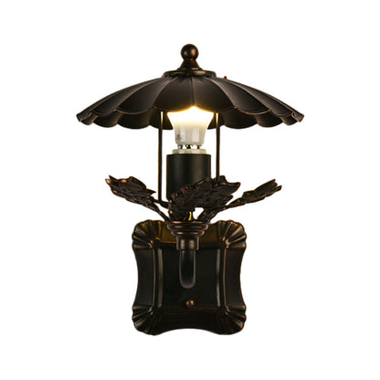 Vivolux | Schwarze gewellte Kanten Wandlampe im Landhausstil 1 Kopf Metall Wandleuchte für das Esszimmer
