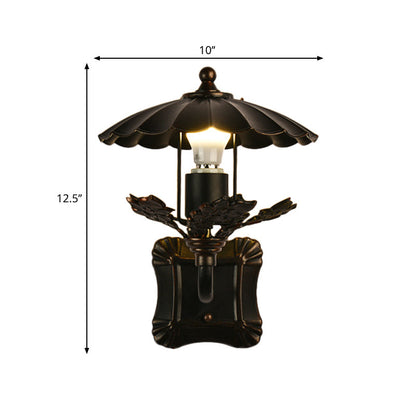 Vivolux | Schwarze gewellte Kanten Wandlampe im Landhausstil 1 Kopf Metall Wandleuchte für das Esszimmer