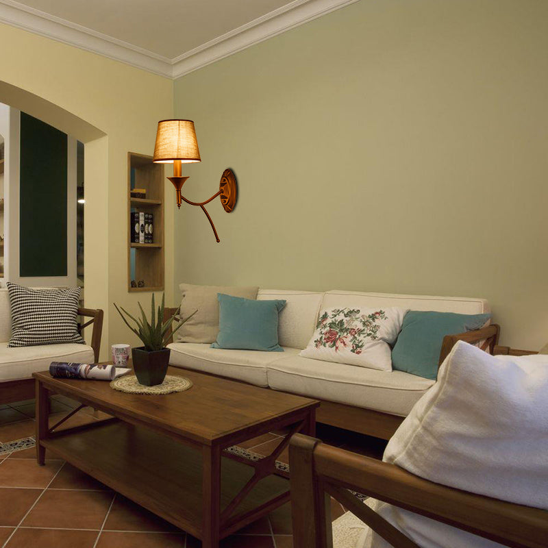 Vivolux | 1/2-Bulb Schlafzimmer Wandlampe Landhausstil Armeegrün Wandleuchte mit konischem Stoffschirm