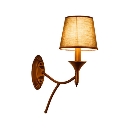 Vivolux | 1/2-Bulb Schlafzimmer Wandlampe Landhausstil Armeegrün Wandleuchte mit konischem Stoffschirm