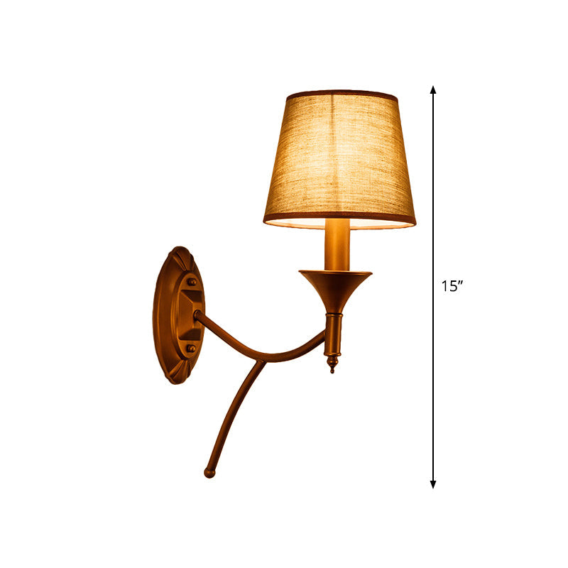 Vivolux | 1/2-Bulb Schlafzimmer Wandlampe Landhausstil Armeegrün Wandleuchte mit konischem Stoffschirm