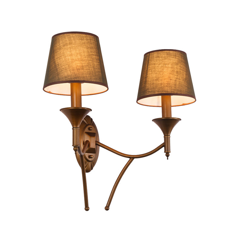 Vivolux | 1/2-Bulb Schlafzimmer Wandlampe Landhausstil Armeegrün Wandleuchte mit konischem Stoffschirm