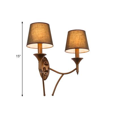 Vivolux | 1/2-Bulb Schlafzimmer Wandlampe Landhausstil Armeegrün Wandleuchte mit konischem Stoffschirm