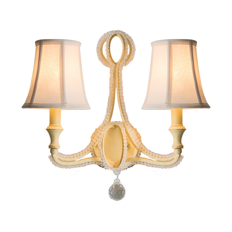 Vivolux | Empire Shade Fabric Wandlamp Rustiek 1/2 Lichten Slaapkamer Wandlamp Fixture in Wit/Oud Zilver