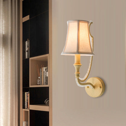 Vivolux | Empire Shade Fabric Wandlamp Rustiek 1/2 Lichten Slaapkamer Wandlamp Fixture in Wit/Oud Zilver