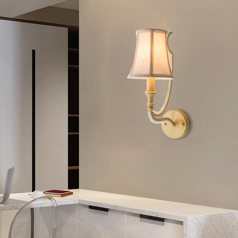 Vivolux | Empire Shade Fabric Wandlamp Rustiek 1/2 Lichten Slaapkamer Wandlamp Fixture in Wit/Oud Zilver