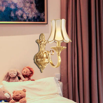 Vivolux | Messing Gold Finish Wandlamp Sconces Geschulpte Arm 1/2 Lampen Koloniale Stijl Wandmontage Verlichting