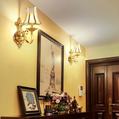 Vivolux | Messing Gold Finish Wandlamp Sconces Geschulpte Arm 1/2 Lampen Koloniale Stijl Wandmontage Verlichting