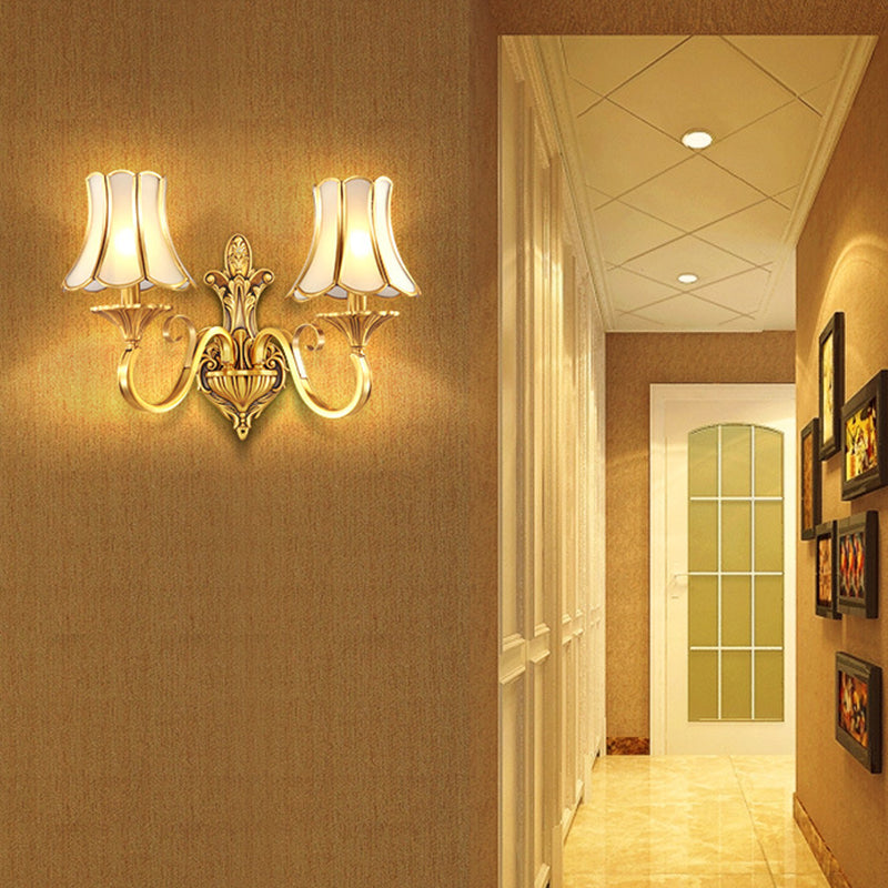 Vivolux | Messing Gold Finish Wandlamp Sconces Geschulpte Arm 1/2 Lampen Koloniale Stijl Wandmontage Verlichting