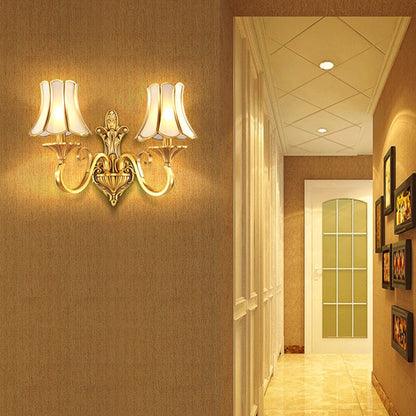 Vivolux | Messing Gold Finish Wandlamp Sconces Geschulpte Arm 1/2 Lampen Koloniale Stijl Wandmontage Verlichting