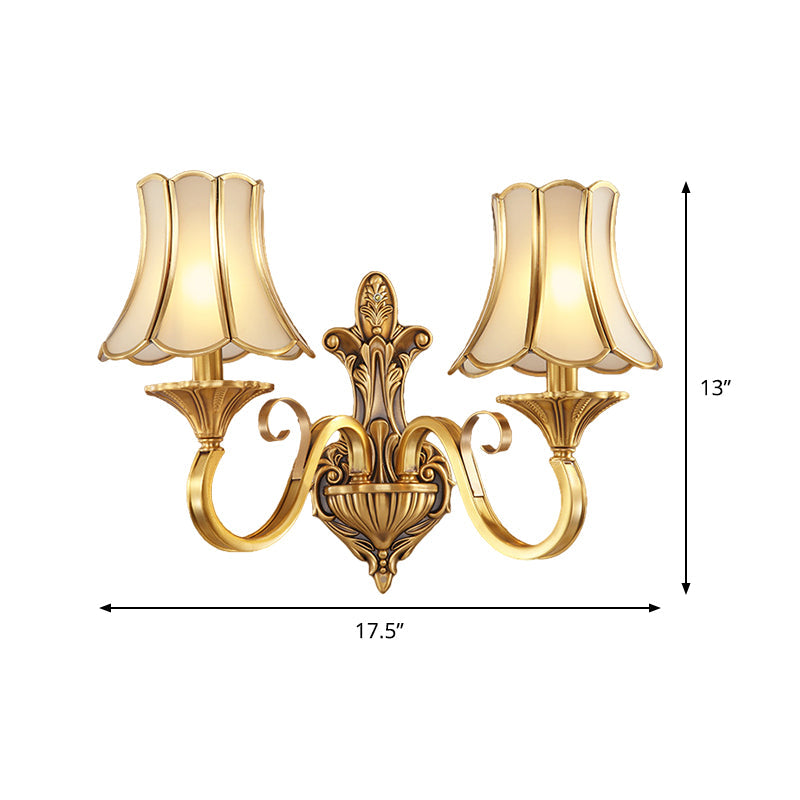 Vivolux | Messing Gold Finish Wandlamp Sconces Geschulpte Arm 1/2 Lampen Koloniale Stijl Wandmontage Verlichting