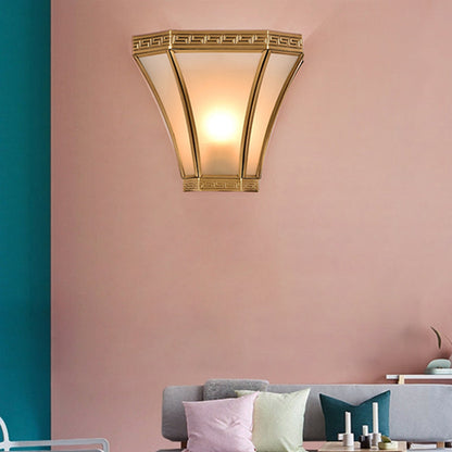 Vivolux | Flared Messing Wandleuchte Vintage 1 Glühbirne Gold Finish Wandmontierte Lampe mit Mattglas-Schirm