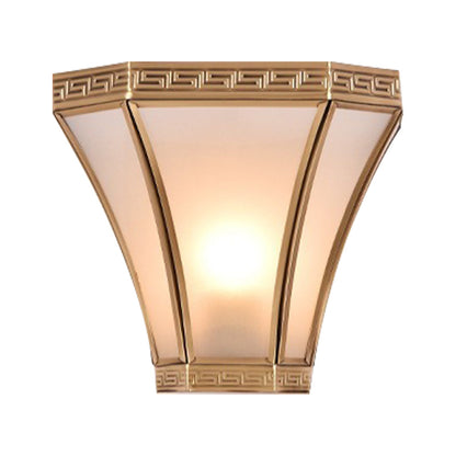 Vivolux | Flared Messing Wandleuchte Vintage 1 Glühbirne Gold Finish Wandmontierte Lampe mit Mattglas-Schirm