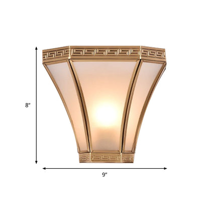 Vivolux | Flared Messing Wandleuchte Vintage 1 Glühbirne Gold Finish Wandmontierte Lampe mit Mattglas-Schirm