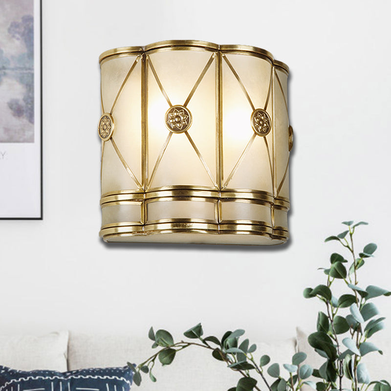 Vivolux | Gold N tapered/cylindrisch wandlamp 7.5"/10" H Vintage frosted glas 1 lamp flush sconce licht