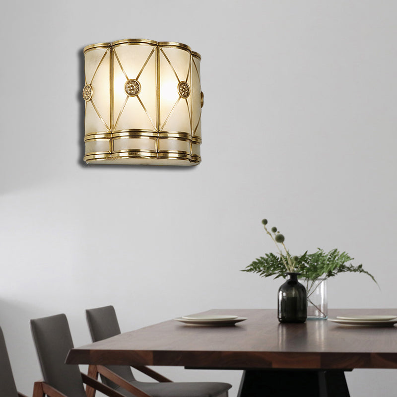 Vivolux | Gold N tapered/cylindrisch wandlamp 7.5"/10" H Vintage frosted glas 1 lamp flush sconce licht