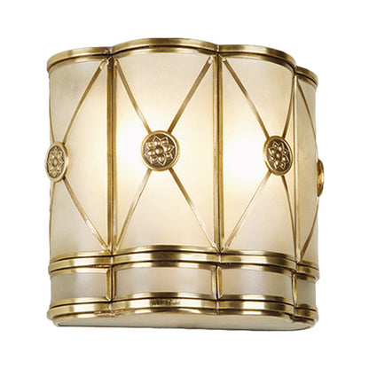Vivolux | Gold N tapered/cylindrisch wandlamp 7.5"/10" H Vintage frosted glas 1 lamp flush sconce licht