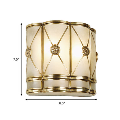 Vivolux | Gold N tapered/cylindrisch wandlamp 7.5"/10" H Vintage frosted glas 1 lamp flush sconce licht