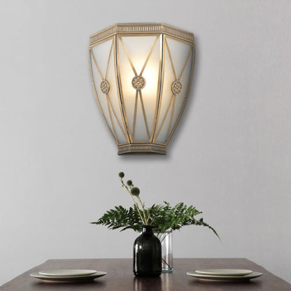 Vivolux | Gold N tapered/cylindrisch wandlamp 7.5"/10" H Vintage frosted glas 1 lamp flush sconce licht