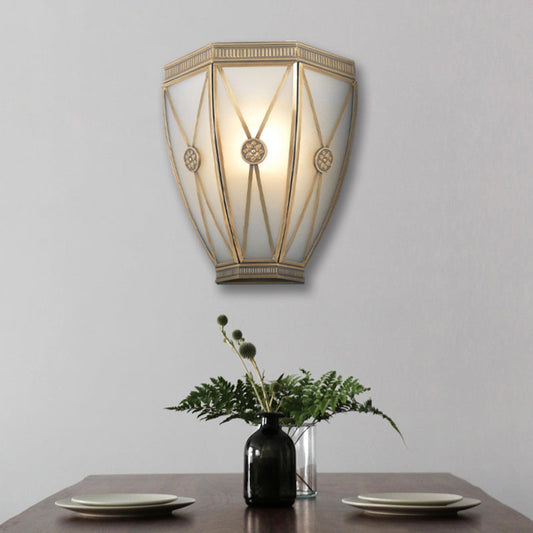 Vivolux | Gold N tapered/cylindrisch wandlamp 7.5"/10" H Vintage frosted glas 1 lamp flush sconce licht