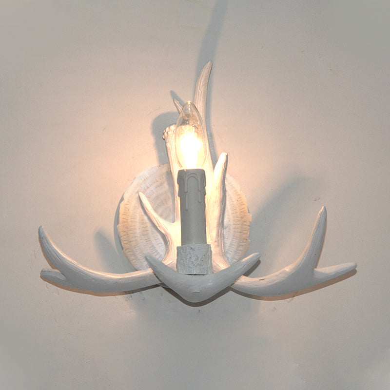 Vivolux | 1 Licht Exposed Bulb Wandlamp Traditioneel Wit/Hout Hars Wandlamp Armatuur für Flur