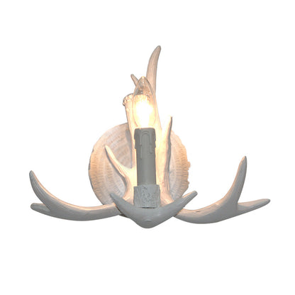 Vivolux | 1 Licht Exposed Bulb Wandlamp Traditioneel Wit/Hout Hars Wandlamp Armatuur für Flur