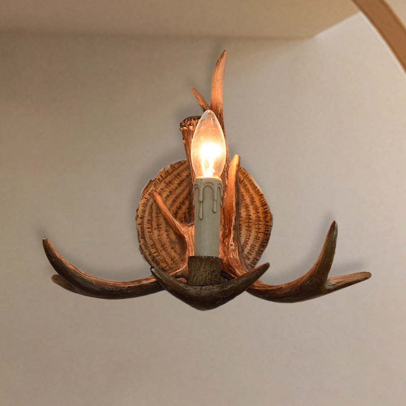 Vivolux | 1 Licht Exposed Bulb Wandlamp Traditioneel Wit/Hout Hars Wandlamp Armatuur für Flur