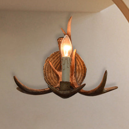 Vivolux | 1 Licht Exposed Bulb Wandlamp Traditioneel Wit/Hout Hars Wandlamp Armatuur für Flur