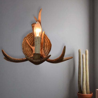 Vivolux | 1 Licht Exposed Bulb Wandlamp Traditioneel Wit/Hout Hars Wandlamp Armatuur für Flur